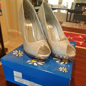 Sparkly silver heels